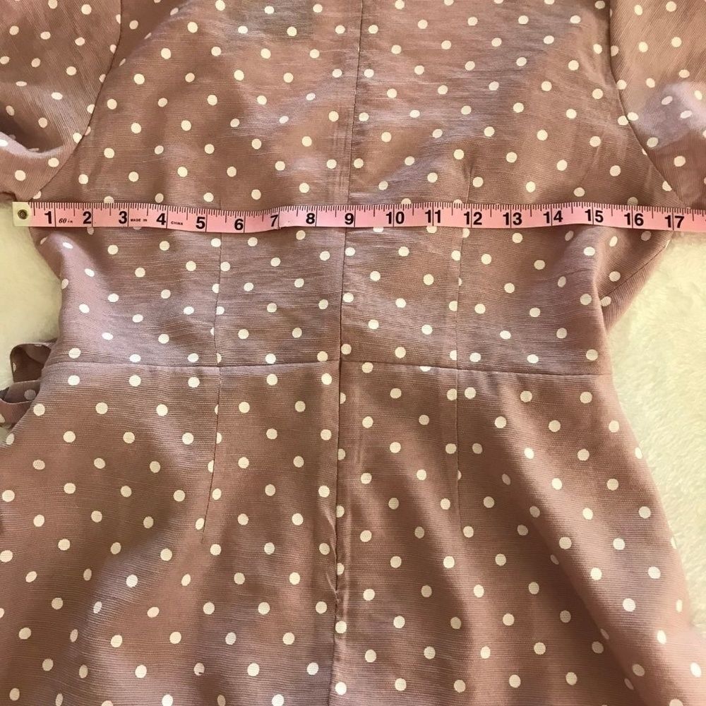 Zaful Women's 6 Ruffled Wrap Mini Dress Mauve Pink Polka Dot Frilly Coquette New - Picture 5 of 7